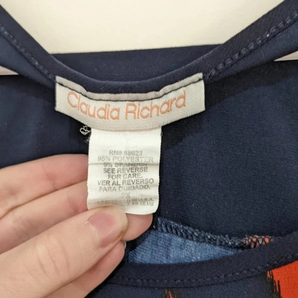 2X Claudia Richard Chevron Navy Blue and Orange - Picture 3 of 5